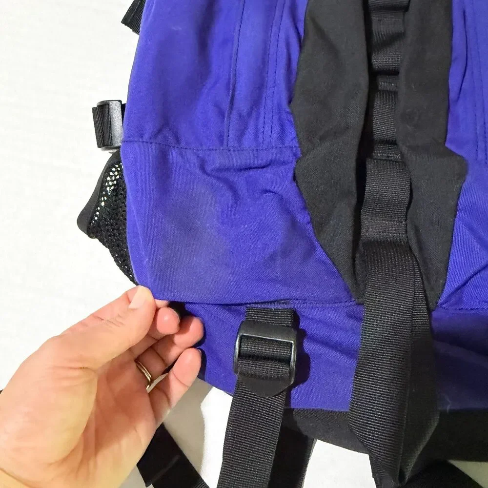 Vintage 90s The North Face Hiking Backpack, Black Royal Blue Outdoor Daypack